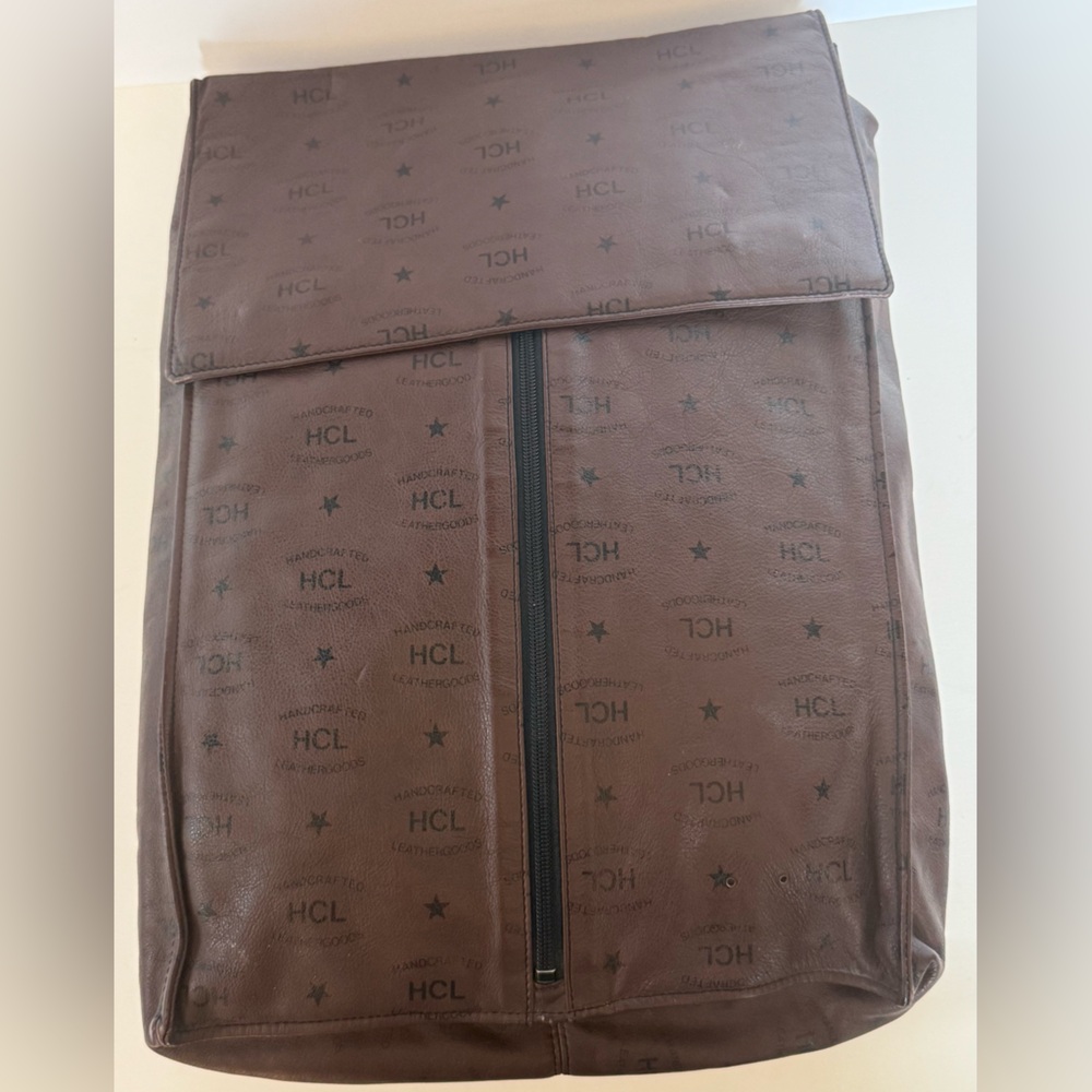 HCL leather travel bag storage bag leather brown logo W Germany 16x10x4 vinatge